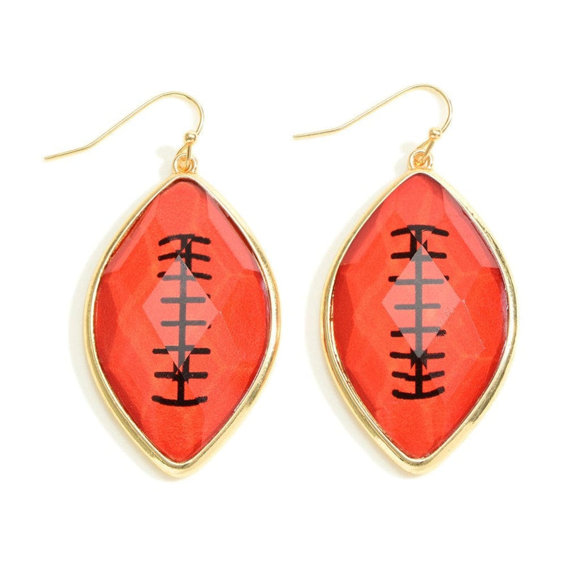 Football Drop Earrings - Gold/Orange