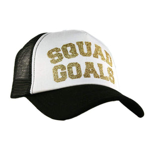Glitter Squad Goals Baseball Hat- White