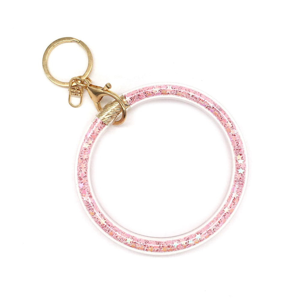 Glitter, Star, Tube, Key Ring-Pink