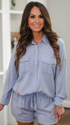 Gold Embroidered Star Shirt-Pale Blue