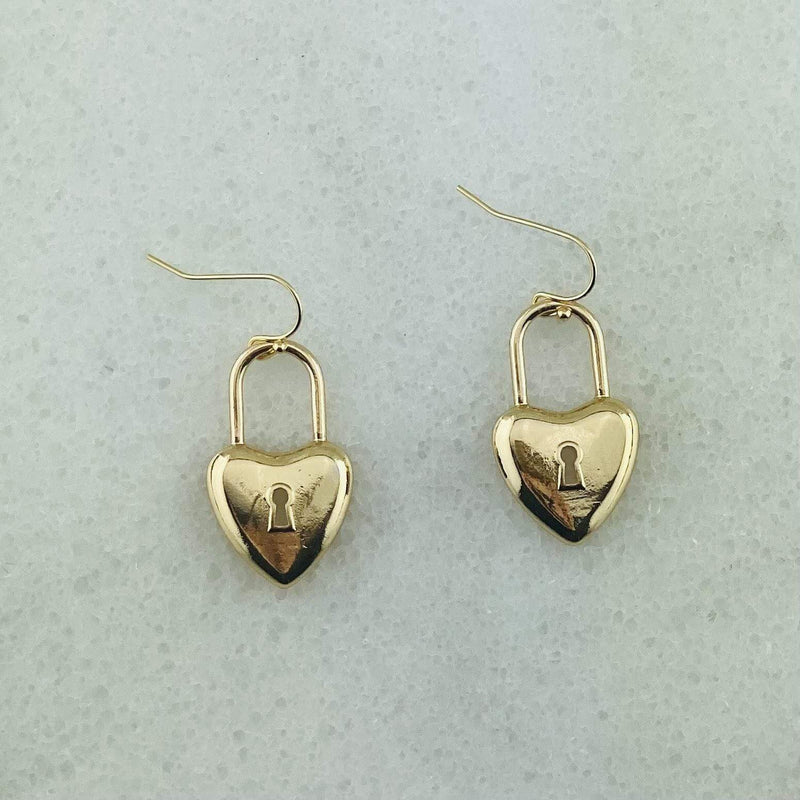 Heart Locket Earrings- Gold