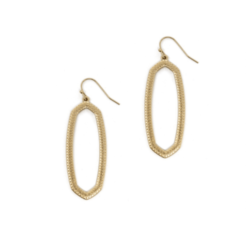 Hexagon Shape Dangle Earrings-Gold