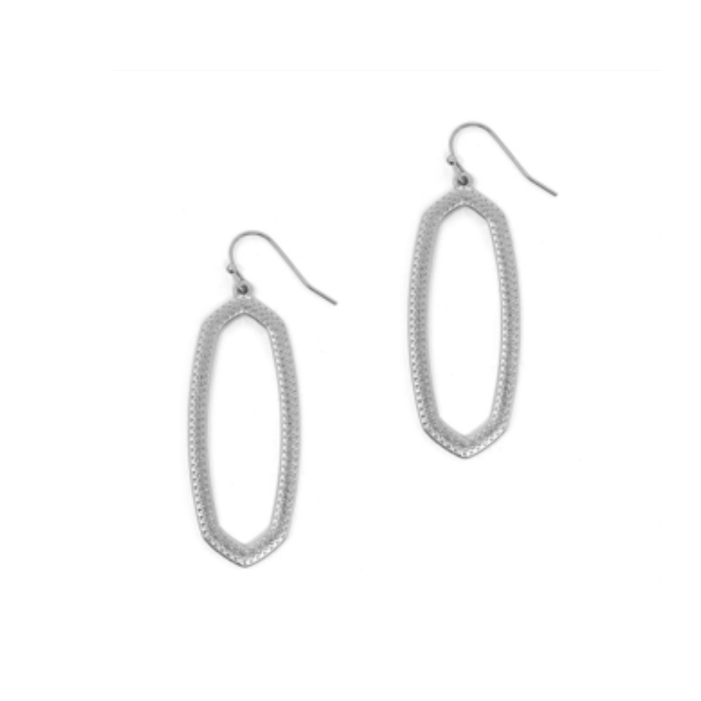 Hexagon Shape Dangle Earrings-Silver