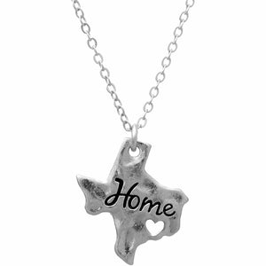"Home" Texas Pendant Necklace-Silver