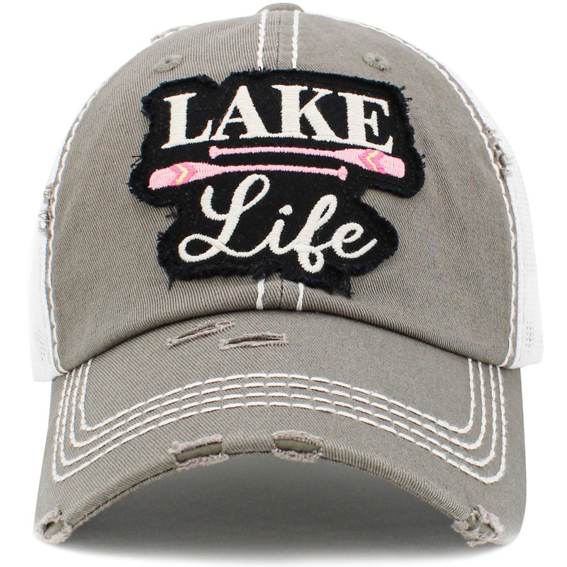 Lake Life Washed Vintage Hat-Grey/Pink