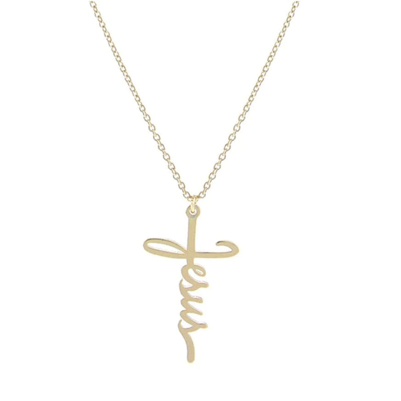 Jesus Cross Pendant Necklace-Gold