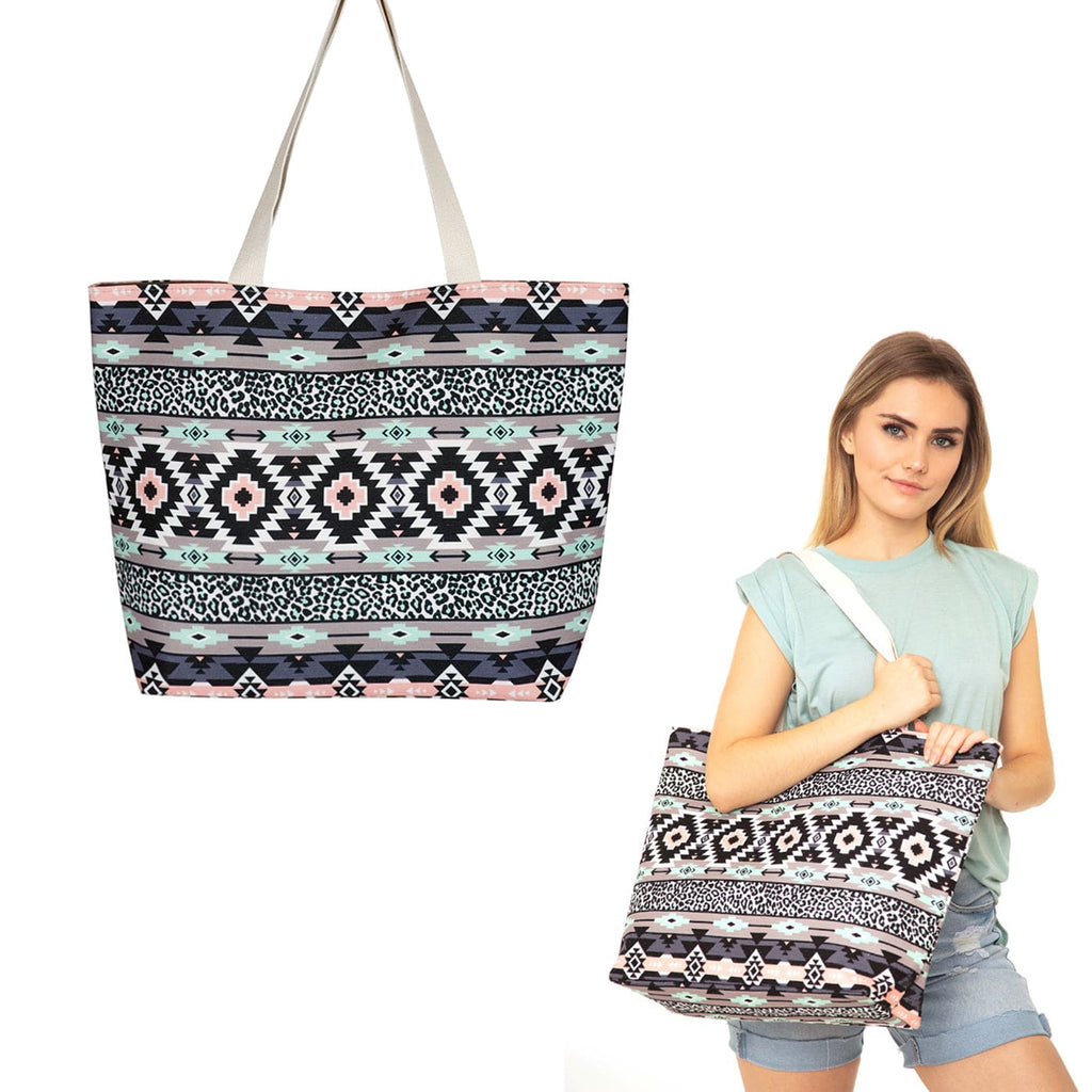 Neoprene Cow Print Tote Bag with Pouch-Brown – Little Tipsy Boutique
