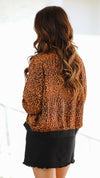 Leopard Print Bomber Jacket-Camel