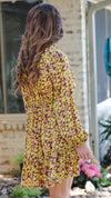 Leopard Print Ruffle Dress-Yellow Mix