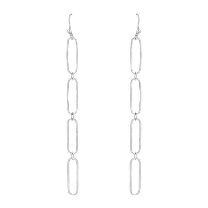 Link Chain Dangle Earrings-Silver