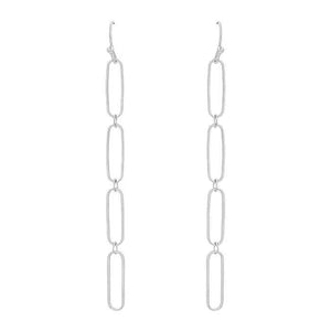 Link Chain Dangle Earrings-Silver