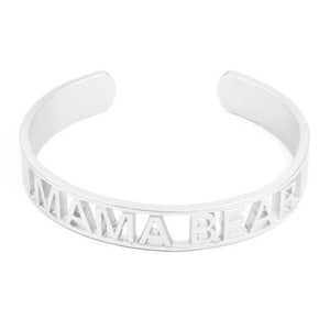 Mama Bear Bangle Bracelet- Silver