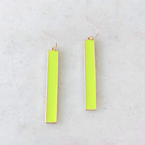Metal Bar Dangle Earrings-Neon Yellow