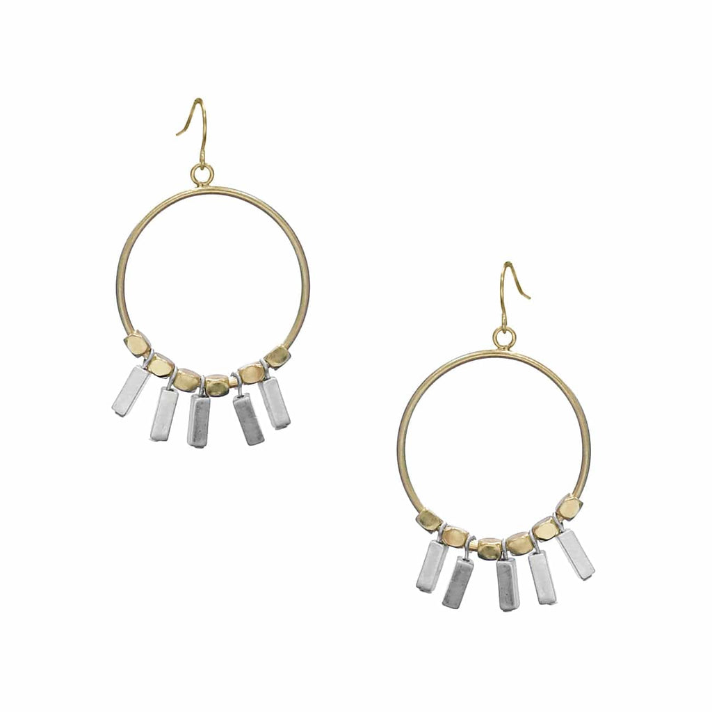 Metal Circle, Metal Bar Earrings-Gold/Silver