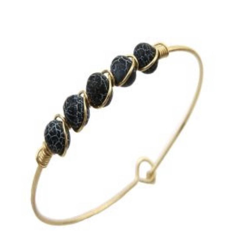 Natural Stone Wire Bracelet-Charcoal