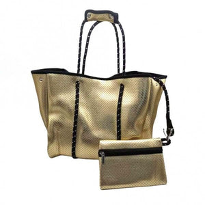 Neoprene Metallic Bag with Pouch - Gold