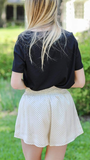 Polka Dot Shorts-Cream and Black