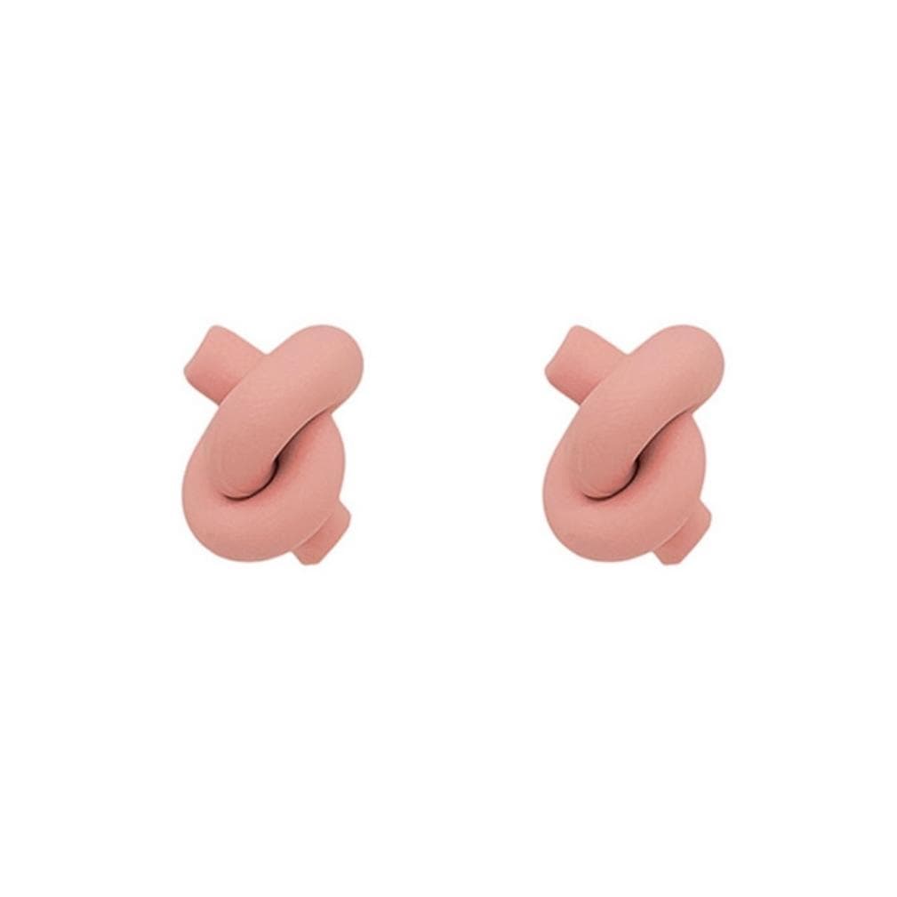Polymer Clay Knot Stud Earrings-Pink