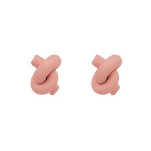 Polymer Clay Knot Stud Earrings-Pink