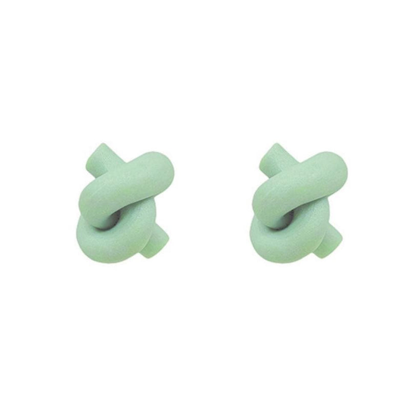 Polymer Clay Knot Stud Earrings-Sage