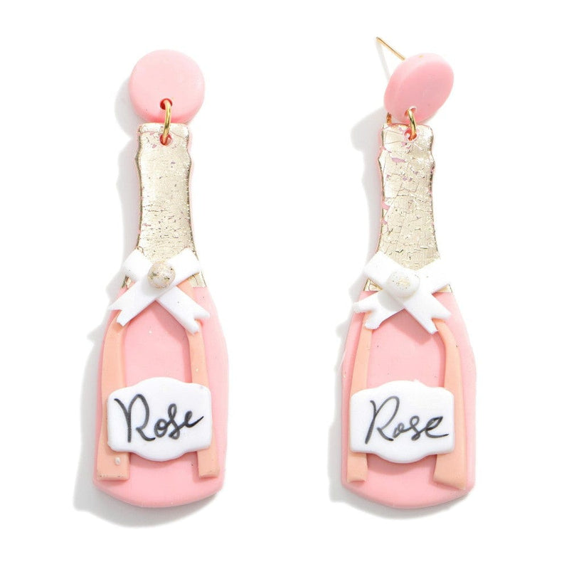 Rose Bottle Clay Earrings - Pink