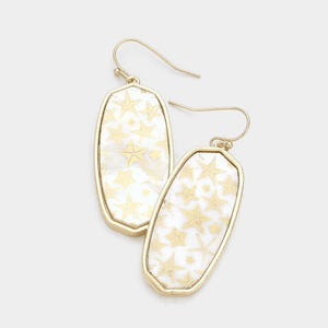 Starfish Hexagon Earrings- White