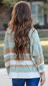Striped Chenille Sweater-Desert Sage/Camel