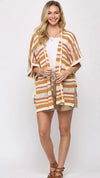 Striped Knit Kimono-Ochre/Rose Clay