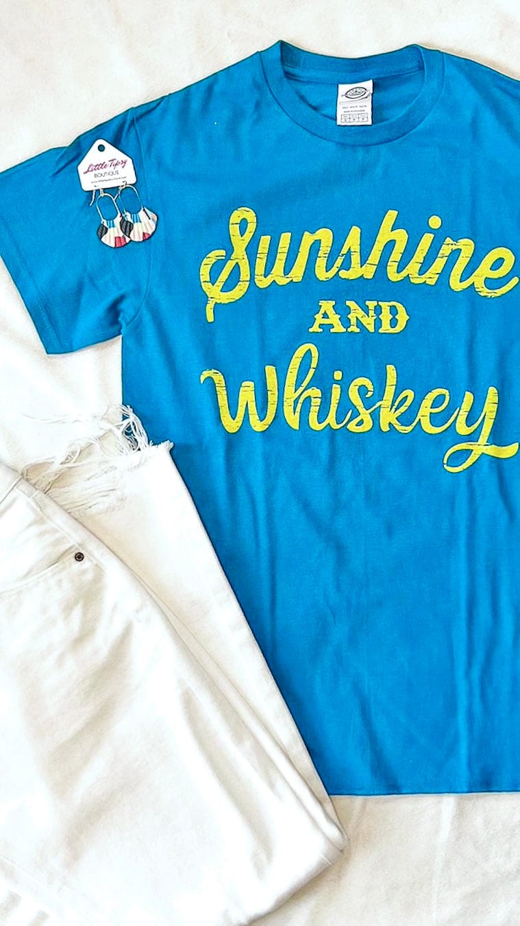 Sunshine and Whiskey Graphic Tee-Blue Green