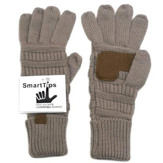 Taupe CC Knit Touch Screen Gloves