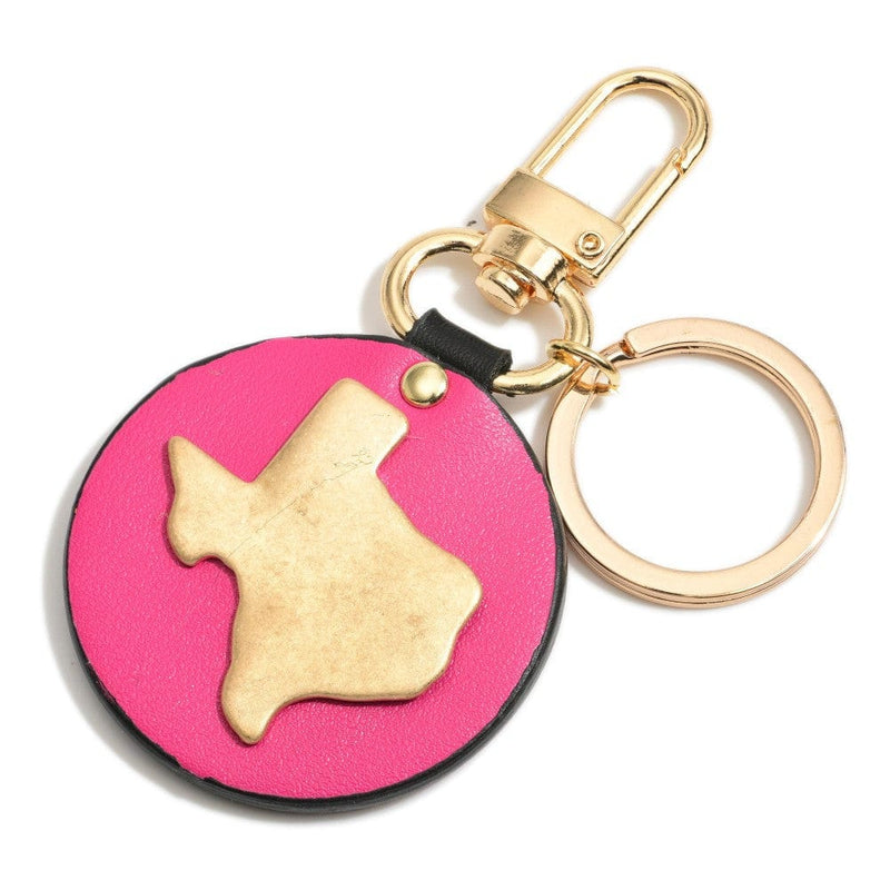 Texas Circle Keychain - Pink