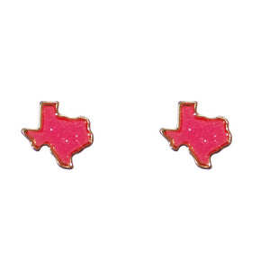 Texas Druzy Post Earrings-Hot Pink