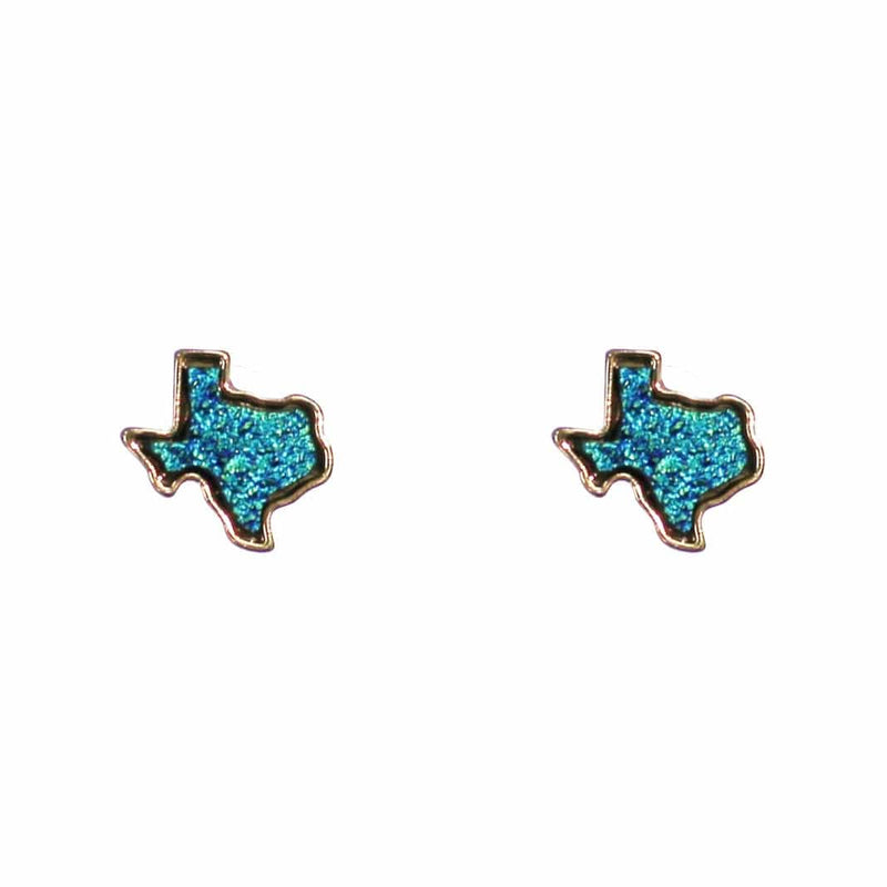 Texas Druzy Post Earrings-Teal