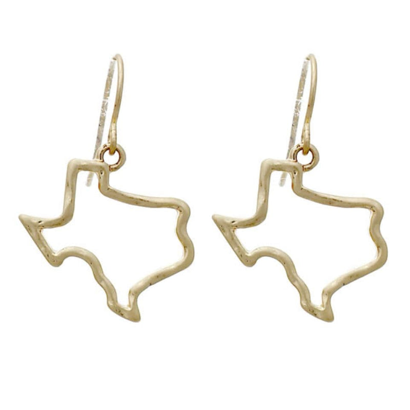 Texas Outline Metal Earrings-Gold