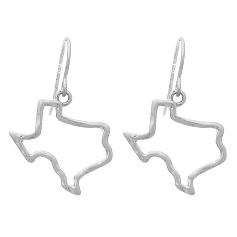 Texas Outline Metal Earrings-Silver