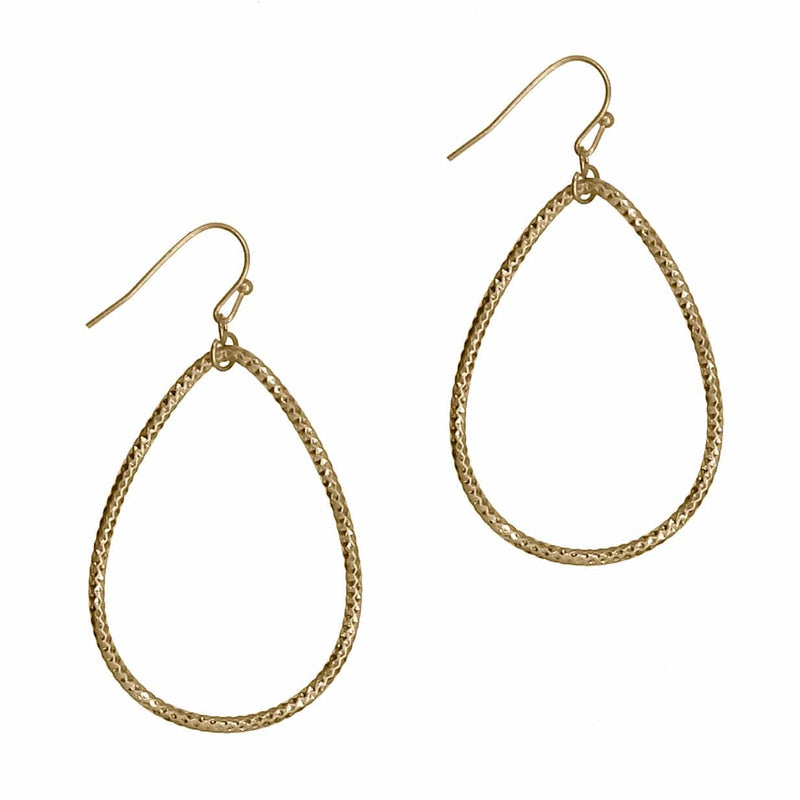 Textured Metal Teardrop Earrings-Gold