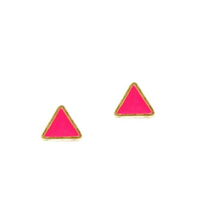 Triangle Stud Earrings-Hot Pink