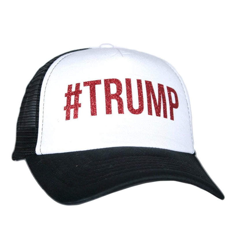 #TRUMP Glitter Trucker Hat-Black/White