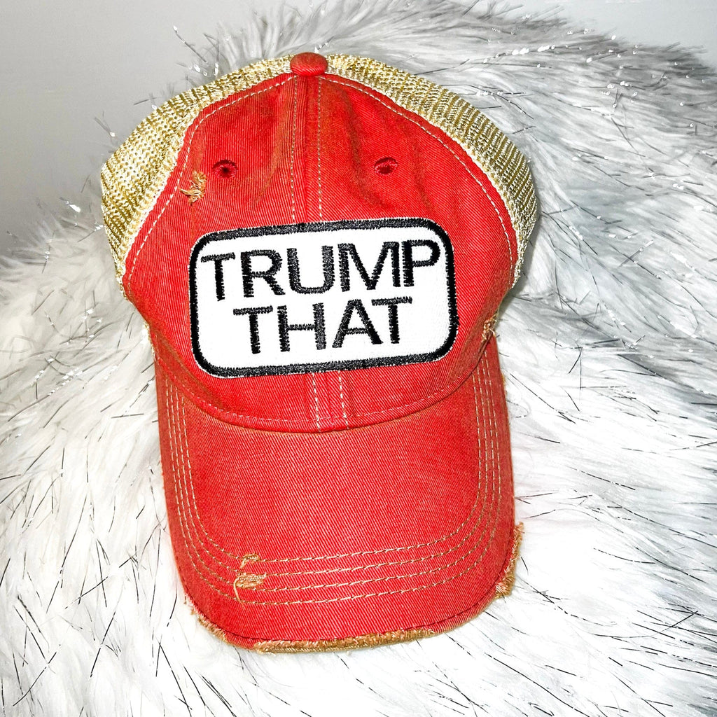 TRUMP THAT Distressed Trucker Hat-Red