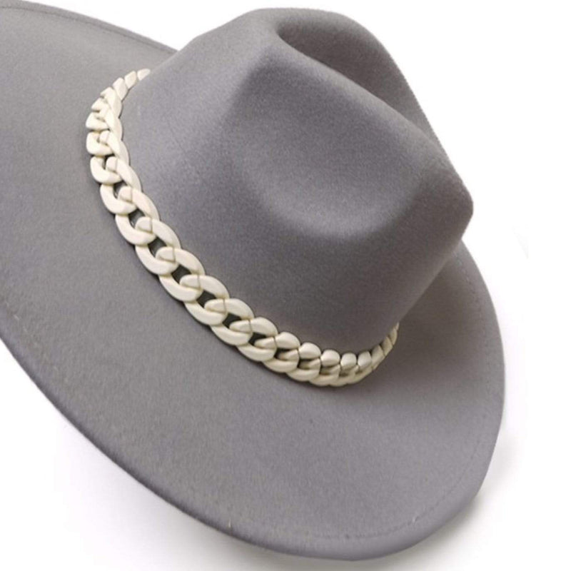 Vintage Fedora Hat with Matt Chain Band-Grey
