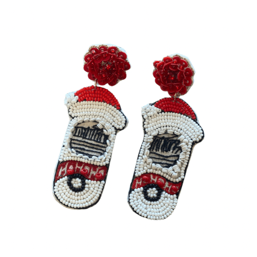 White Claws Christmas Seed Bead Earrings