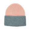 Wool Blended Two Tone Beanie-Pink/Grey