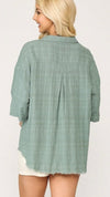 Woven Cotton Textured Top-Dusty Mint