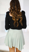 Woven Flare Skirt-Mint Blush