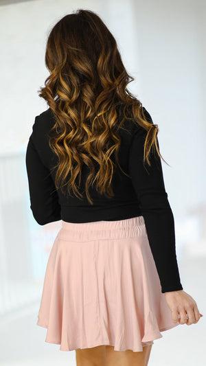 Woven Flare Skirt-Misty Pink