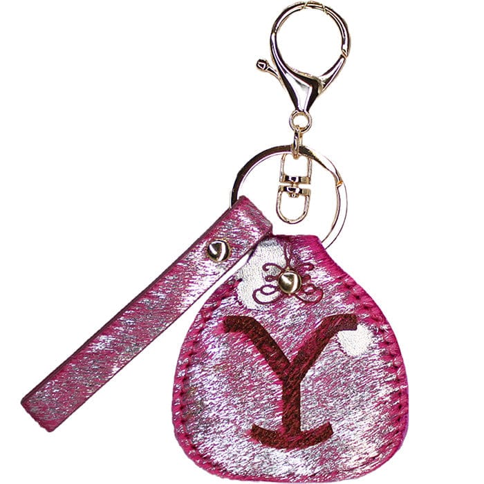 Pink Monogram Leather Keychain