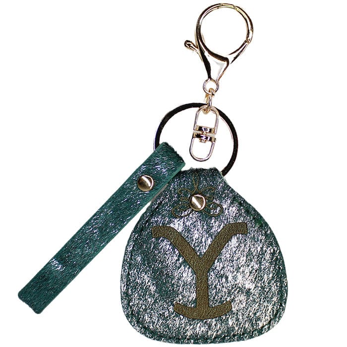 "Y" Leather Key Chain-Turquoise